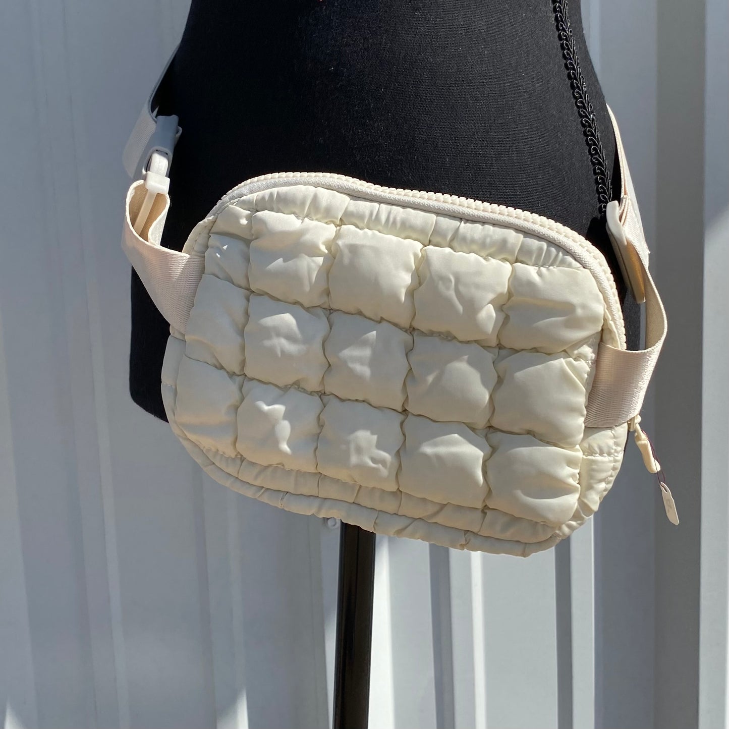 White Puffer Belt Bag