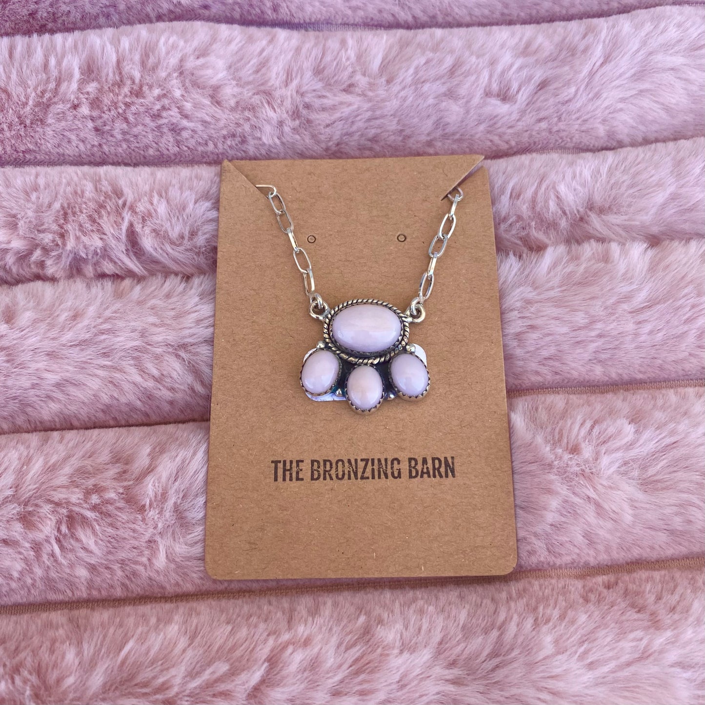 Sterling Silver Pink Opal Necklace
