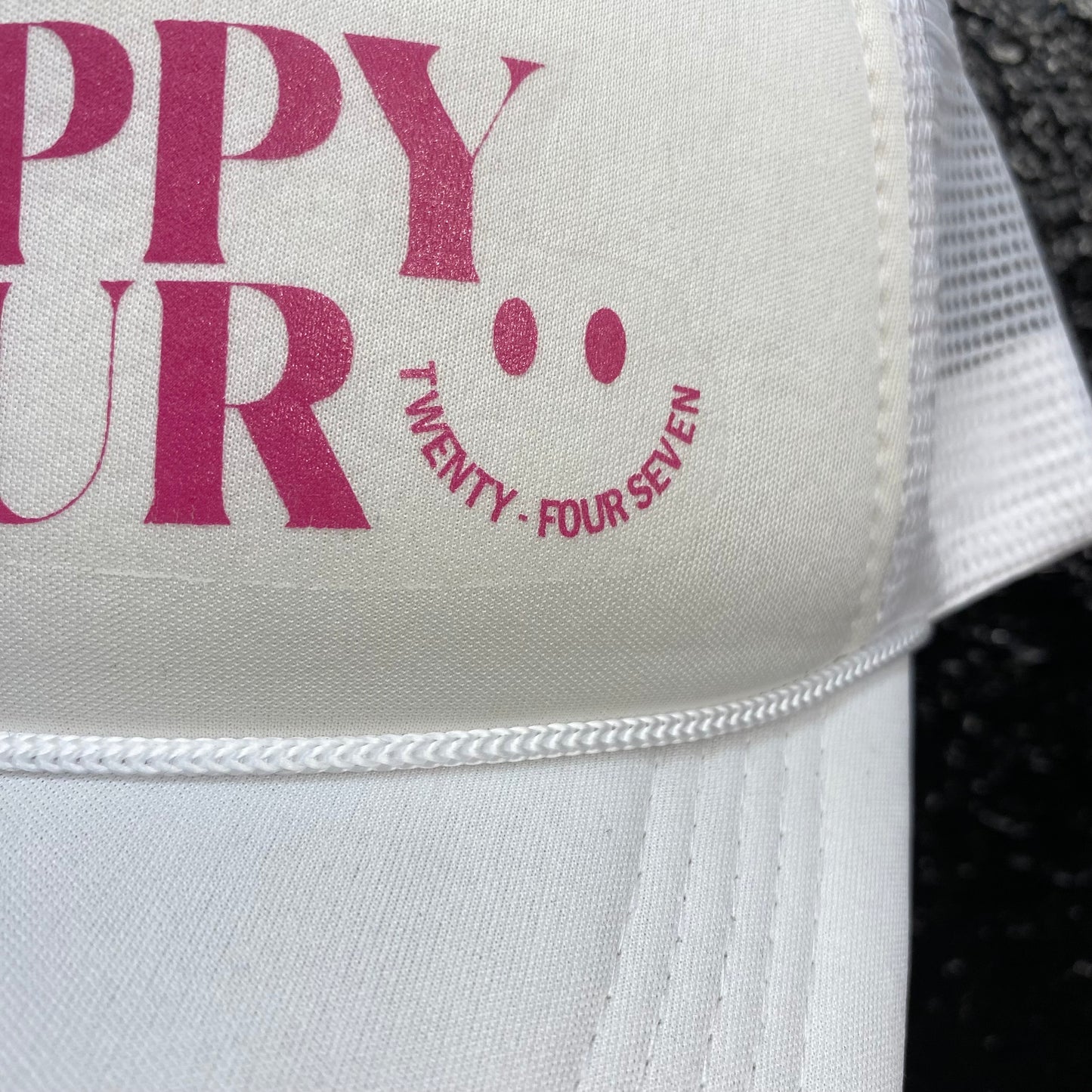 “Happy Hour 24/7” White Cap