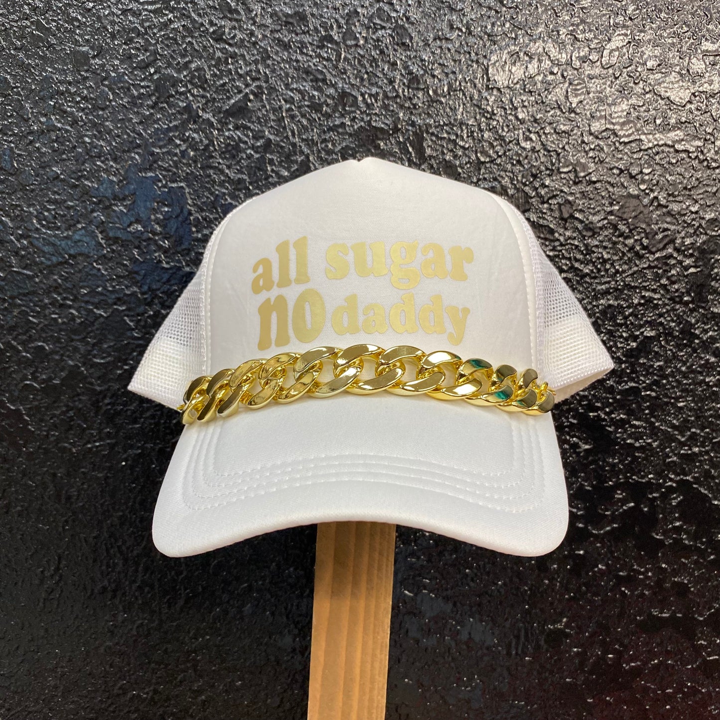“All Sugar No Daddy” White & Gold Cap