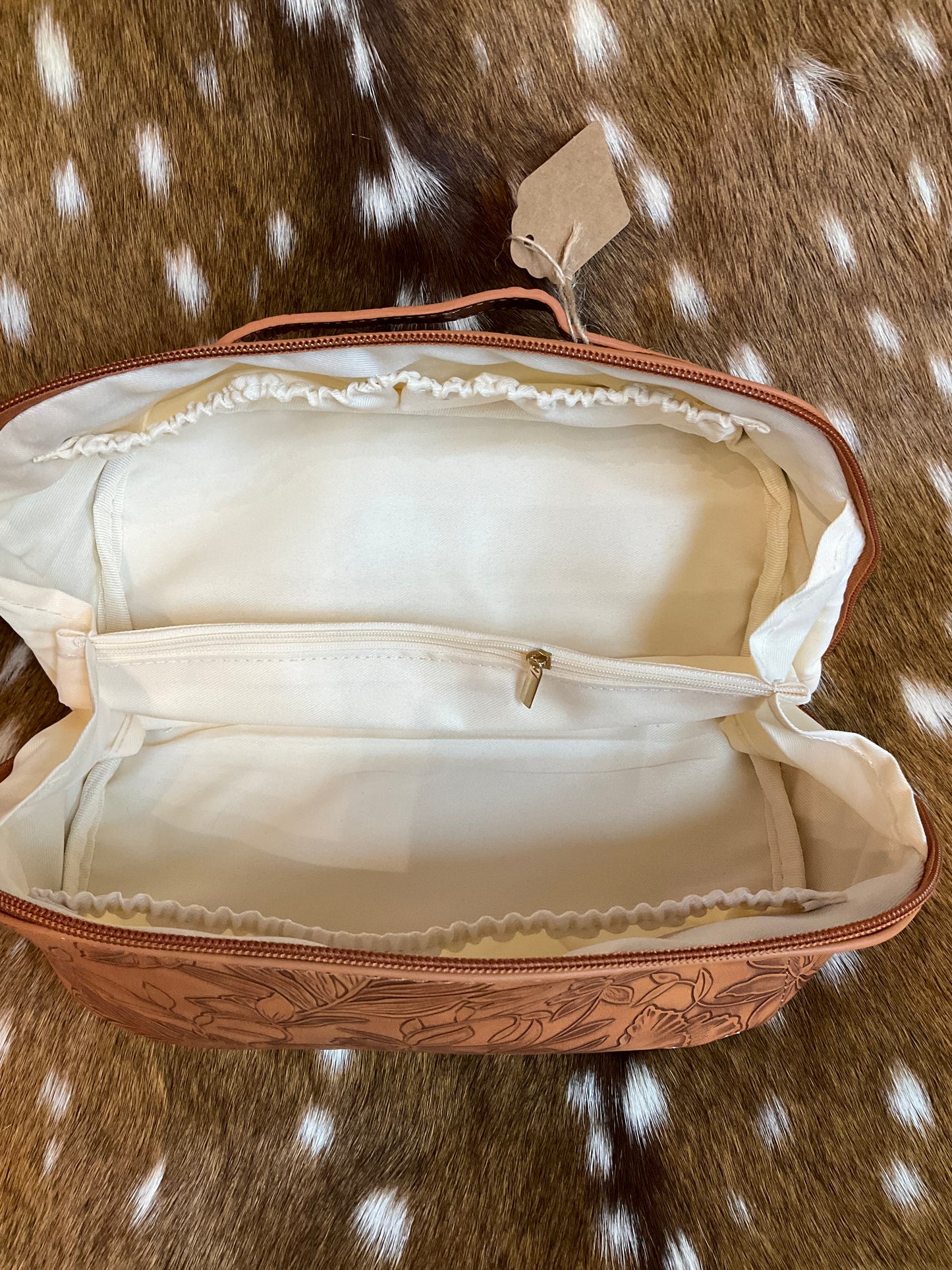 Tooled Makeup Bag Caramel