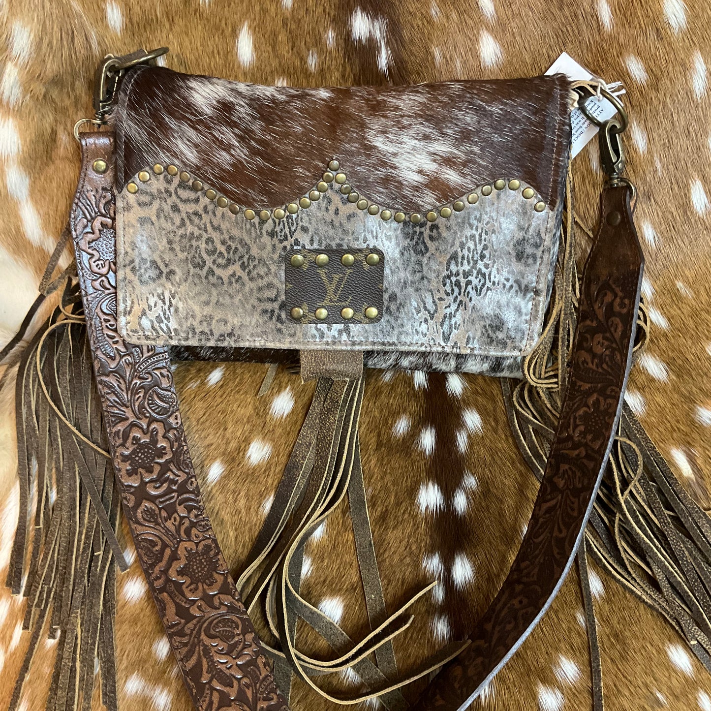 LV inspired crossbody with Fringe