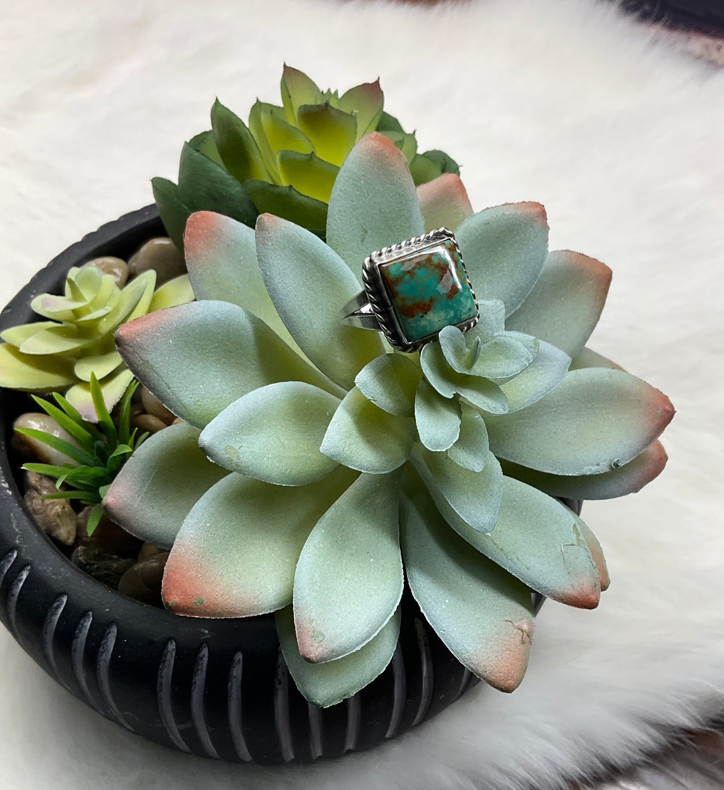 Kingman Adjustable Ring Navajo Handmade by Donovan Nez