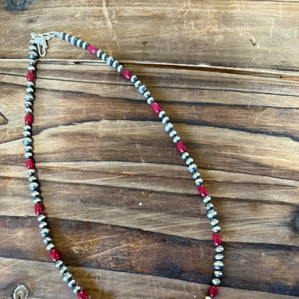Red Coral & Sterling Pearls