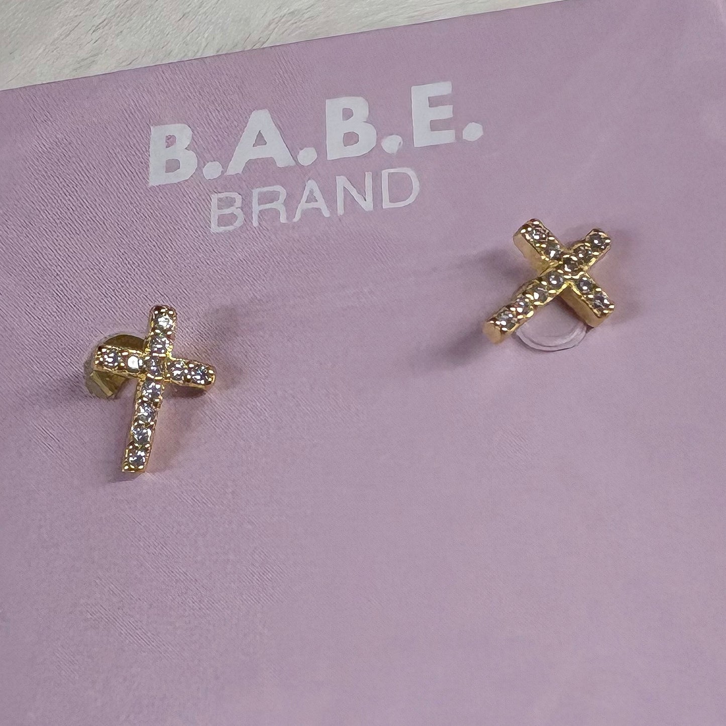 Small Gold Cross Stud Earrings