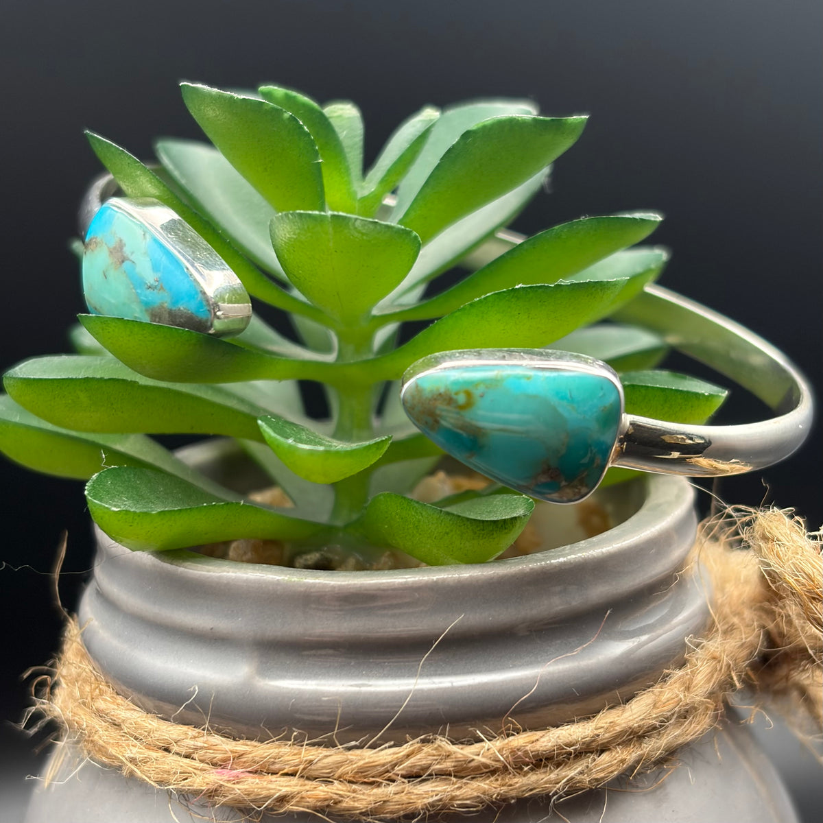 Thin Sterling Silver & Turquoise Arrow Cuff Bracelet