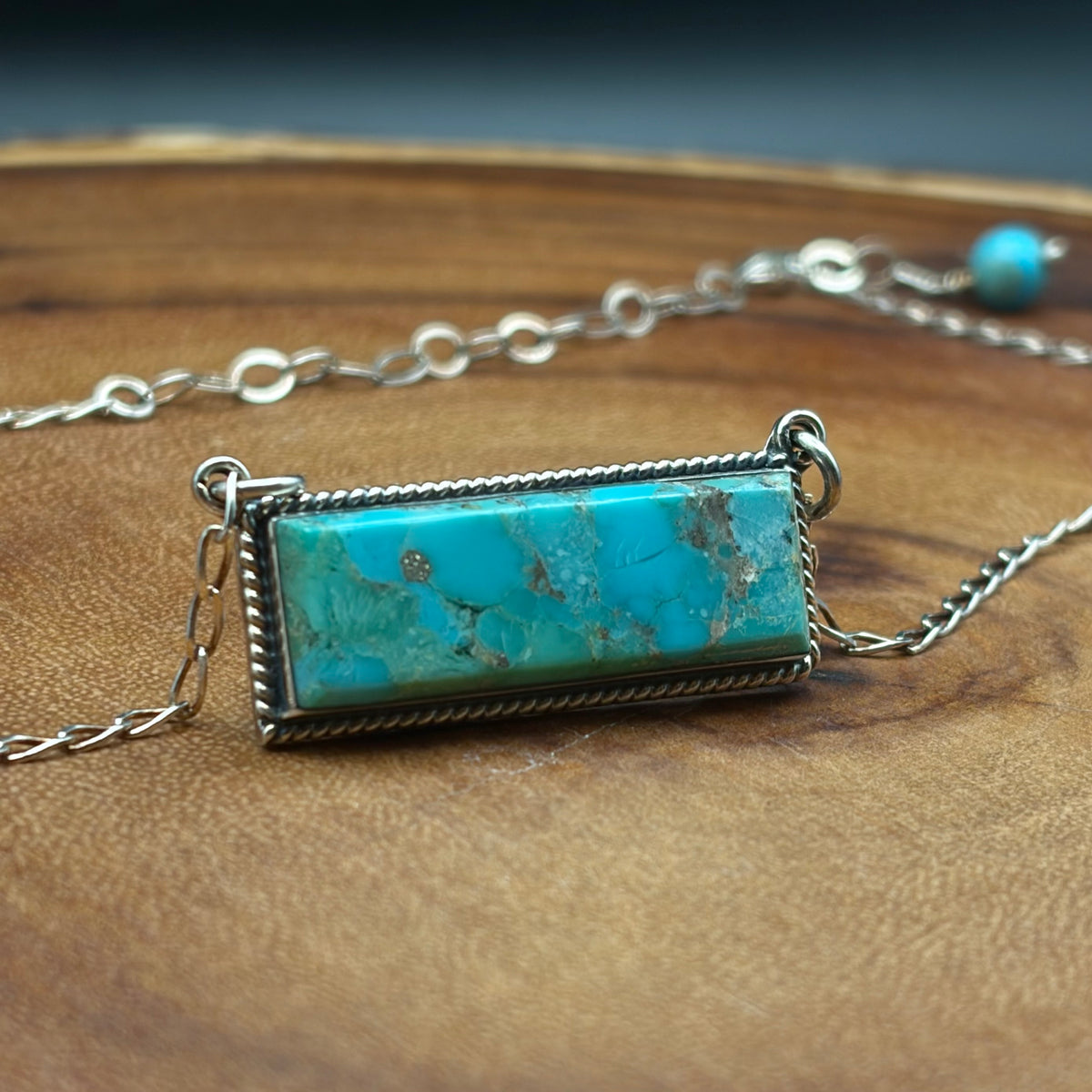Simple Sterling Silver Turquoise Bar