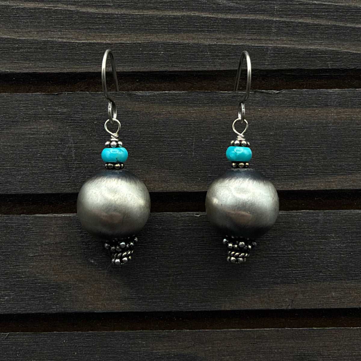 Sterling Silver Turquoise Bead Dangle Earrings