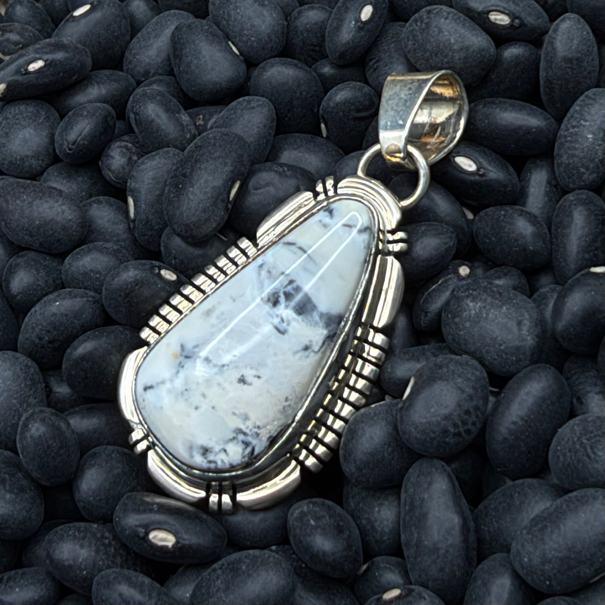 White Buffalo & Sterling Silver Pendant