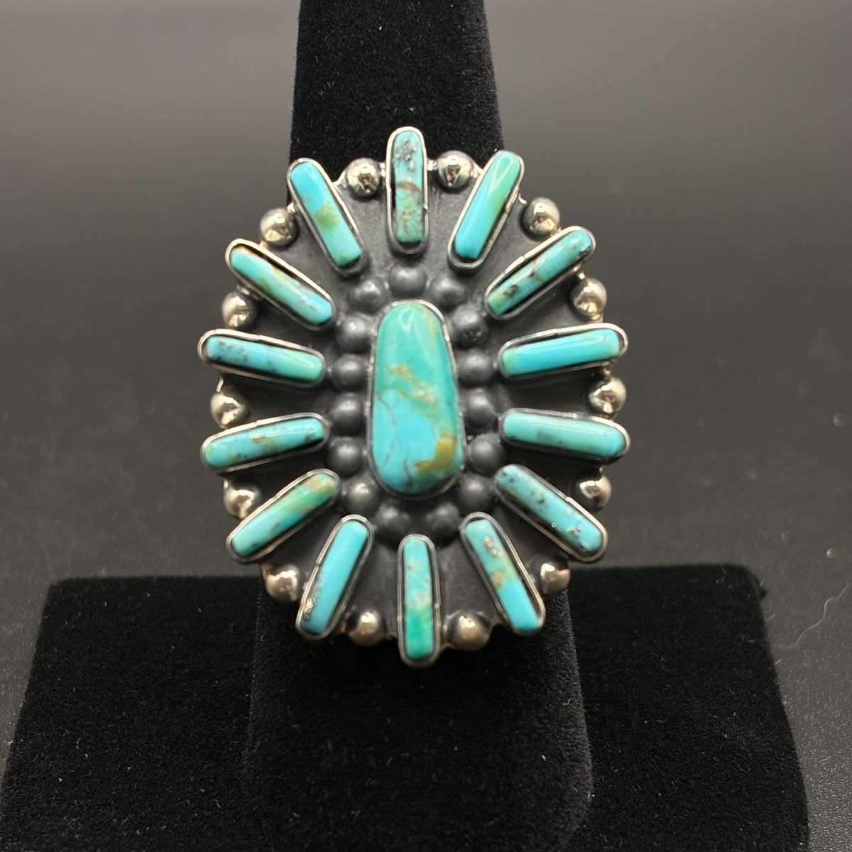 Sunburst Turquoise Sterling Silver Ring