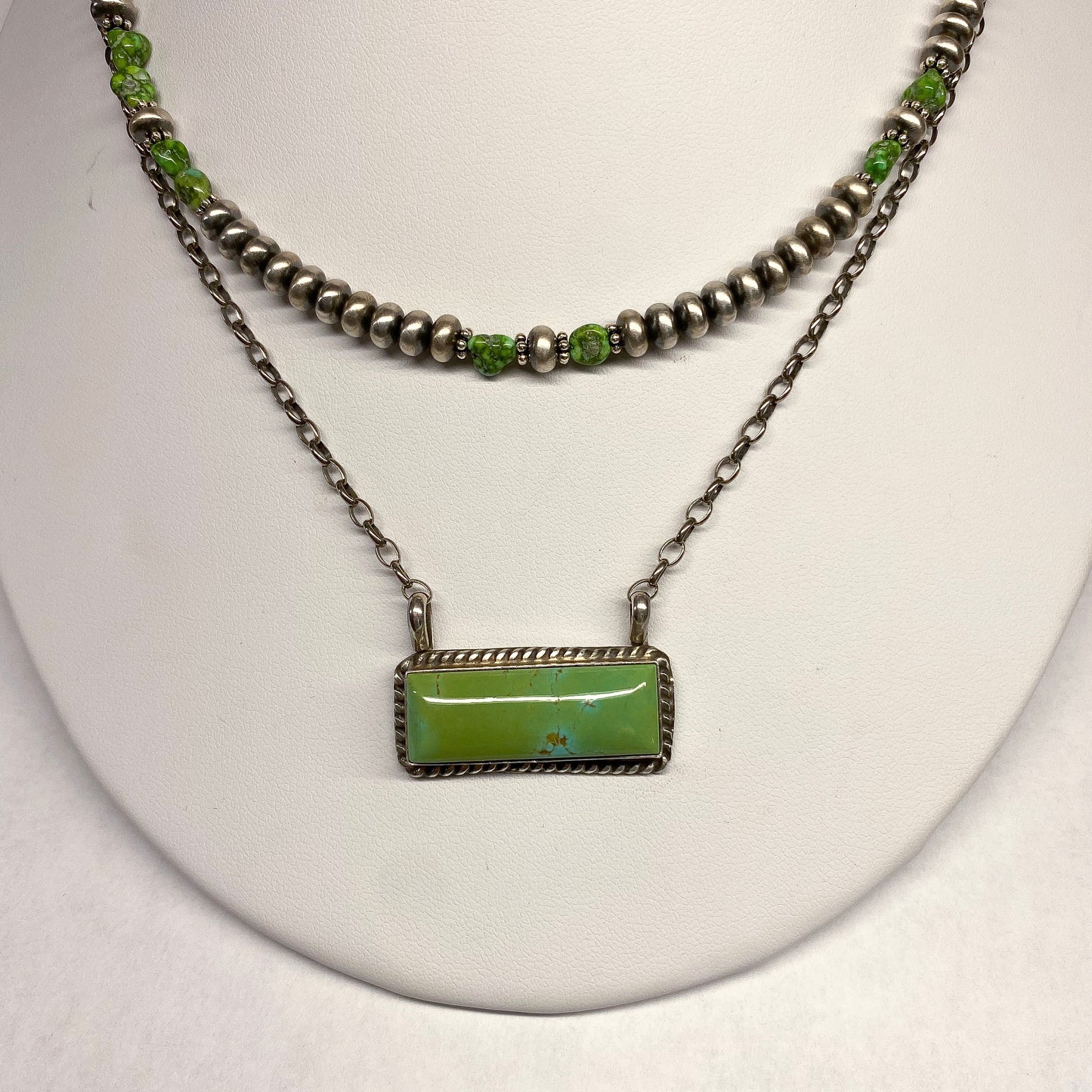 Green Turquoise Bar Necklace