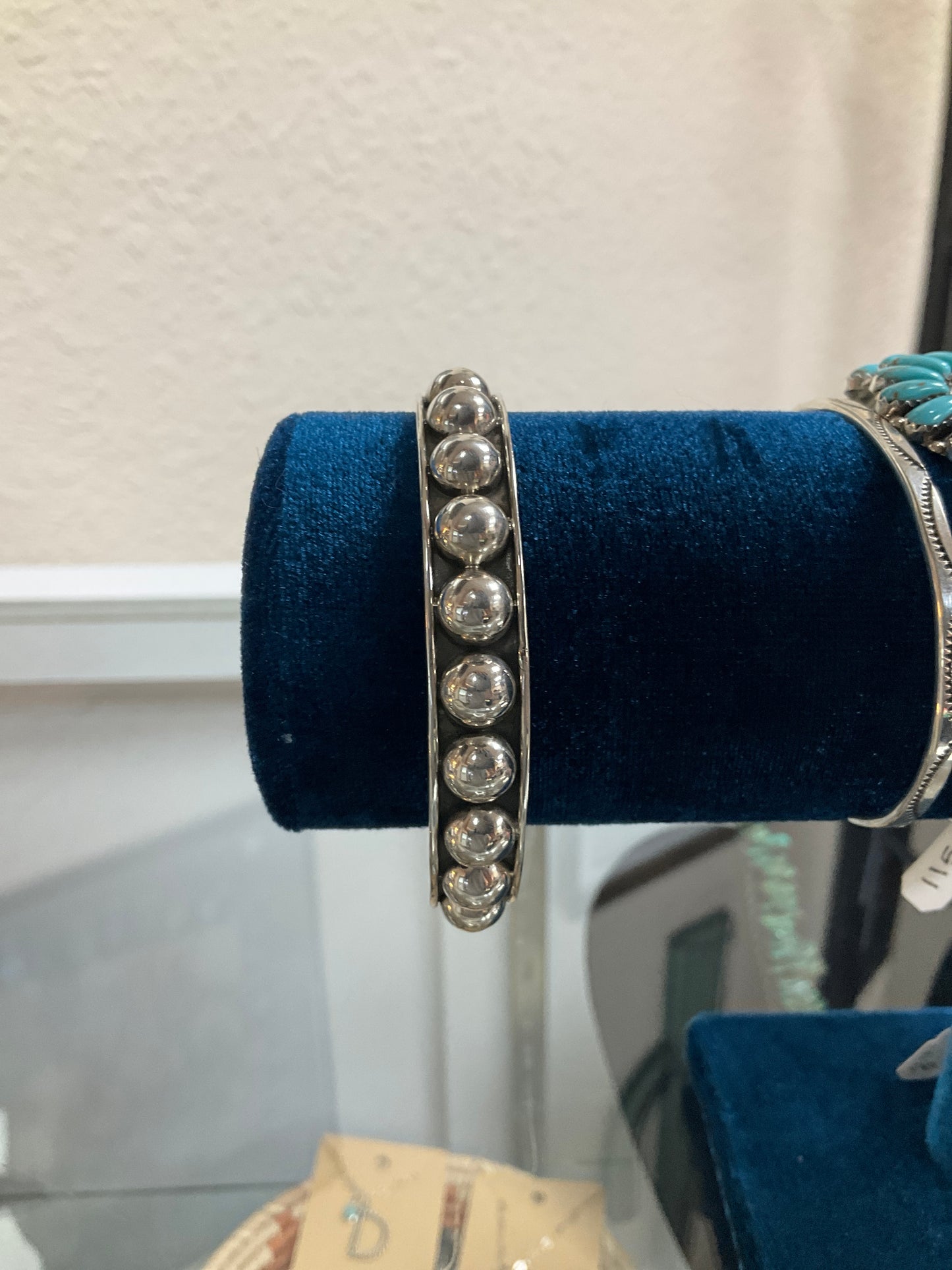 Cuff Bracelet with Large Pearl Studs