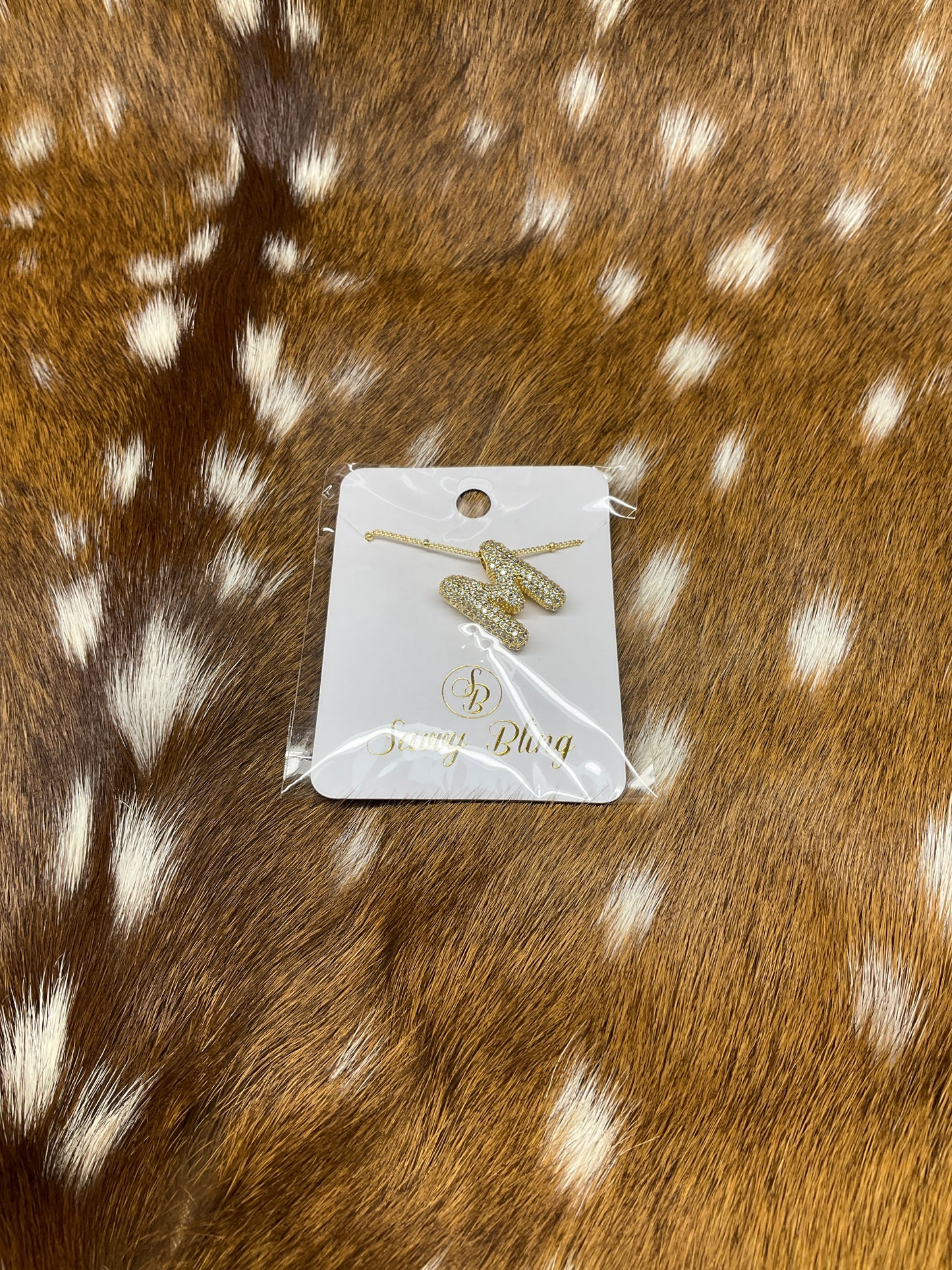 Gold Bubble ‘M’ Initial Necklace
