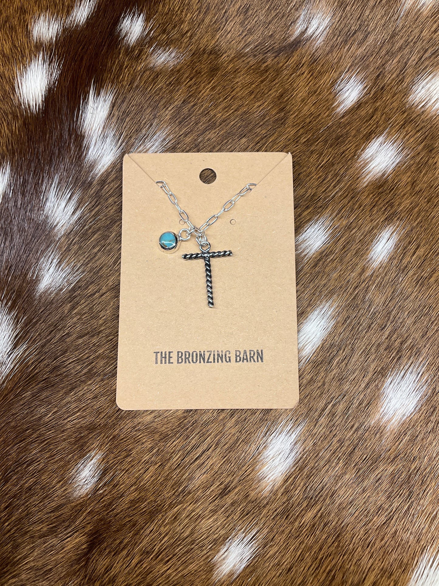 ‘T’ Initial Necklace with Turquoise Charm