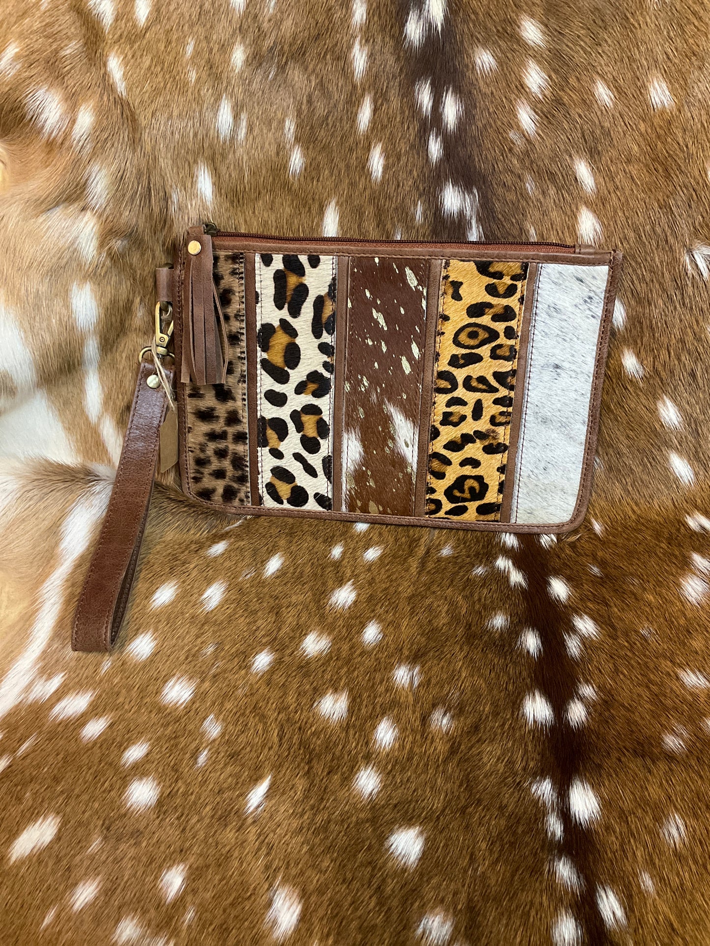 Leather Wristlet Bag Safari