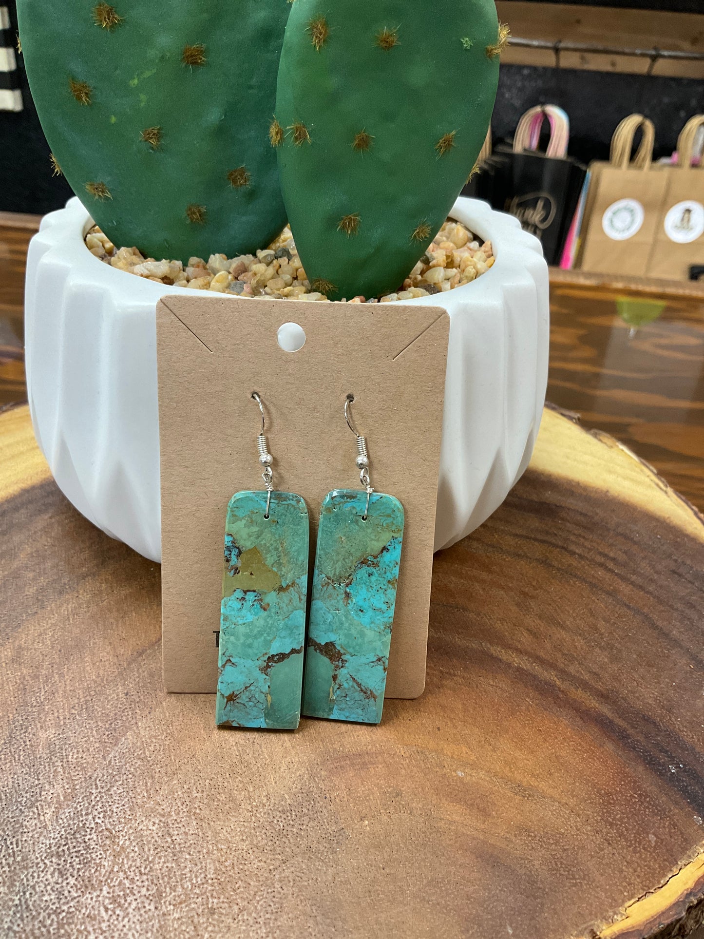 Turquoise slab earrings