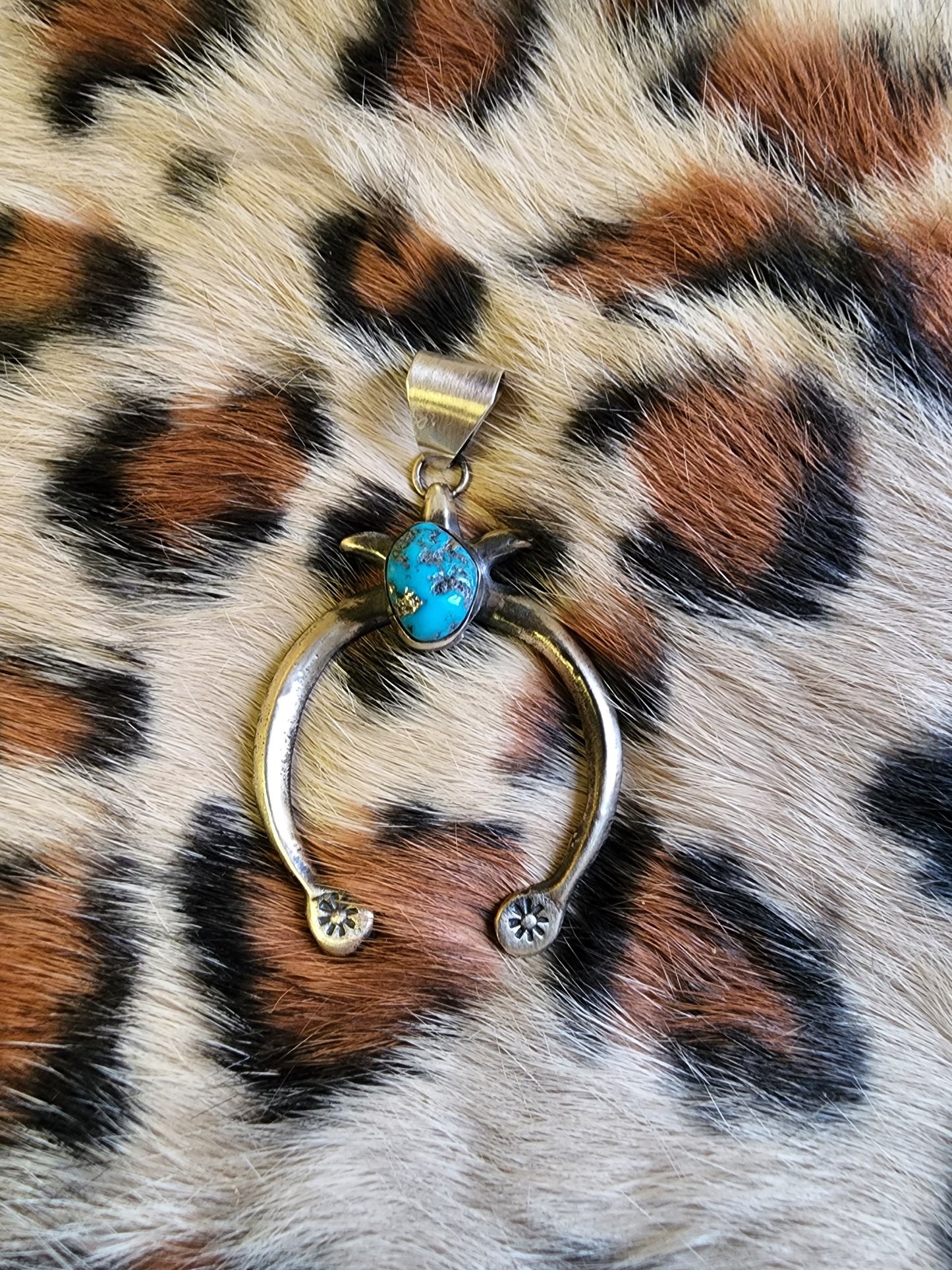 Kingman Turquoise Silver Naja Pendant