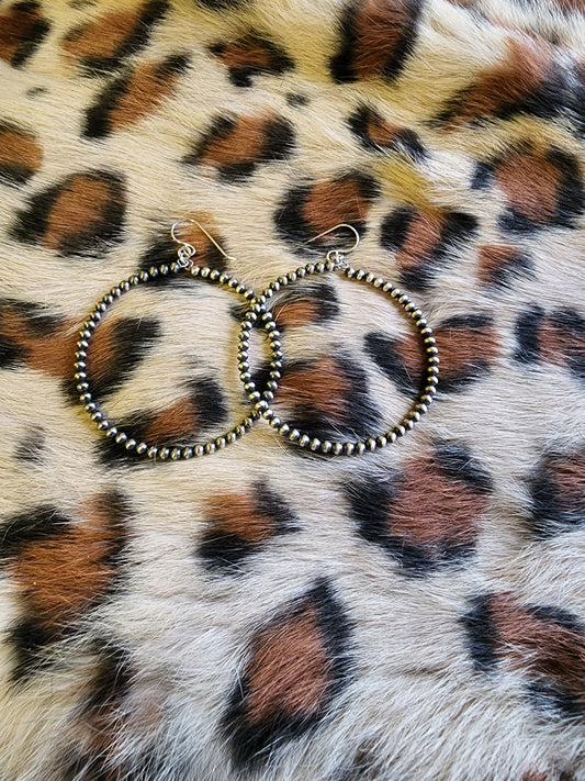 3mm 2" Navajo Pearl hoop earrings