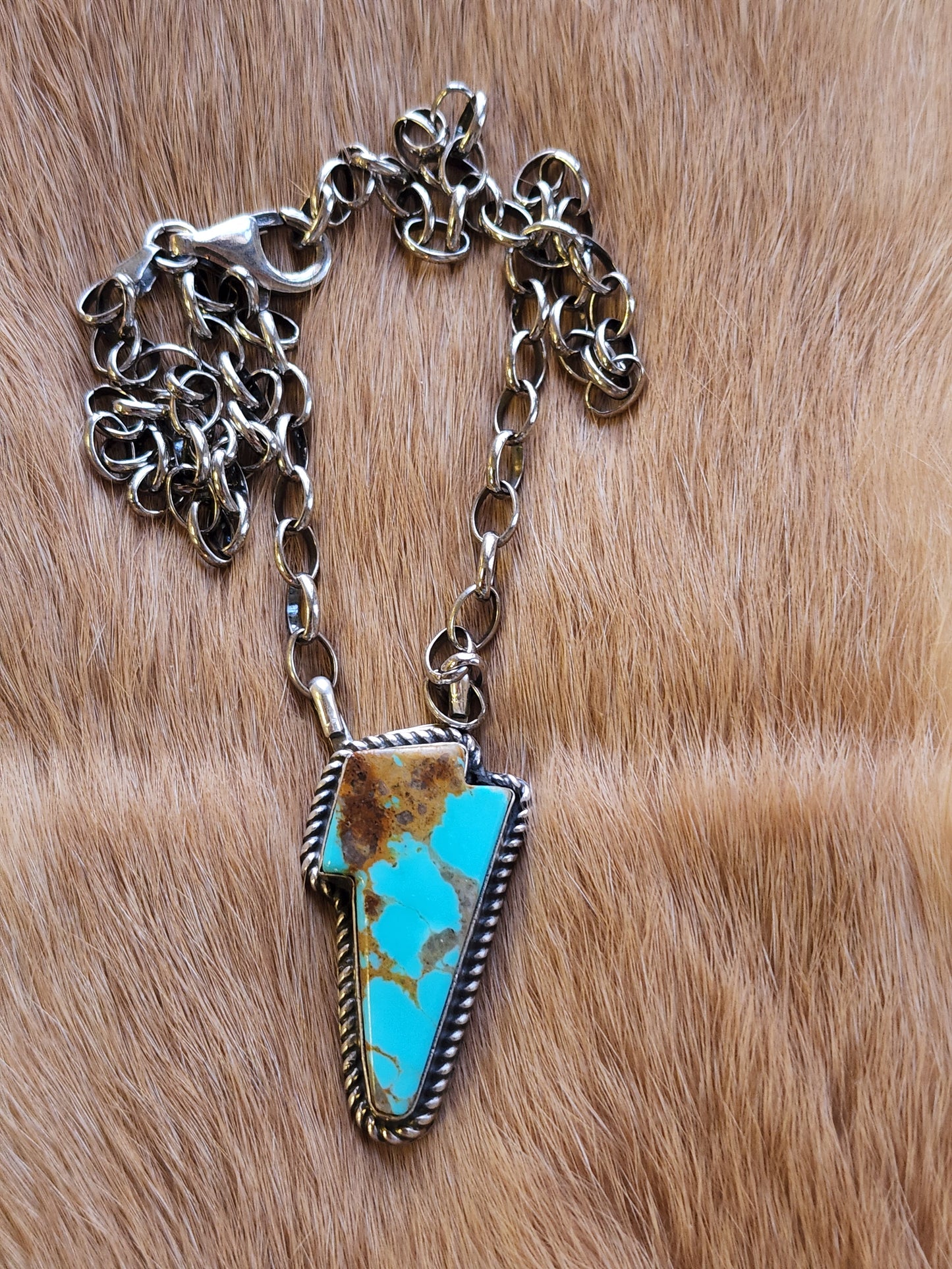 Kingman Turquoise Lightning Bolt Necklace