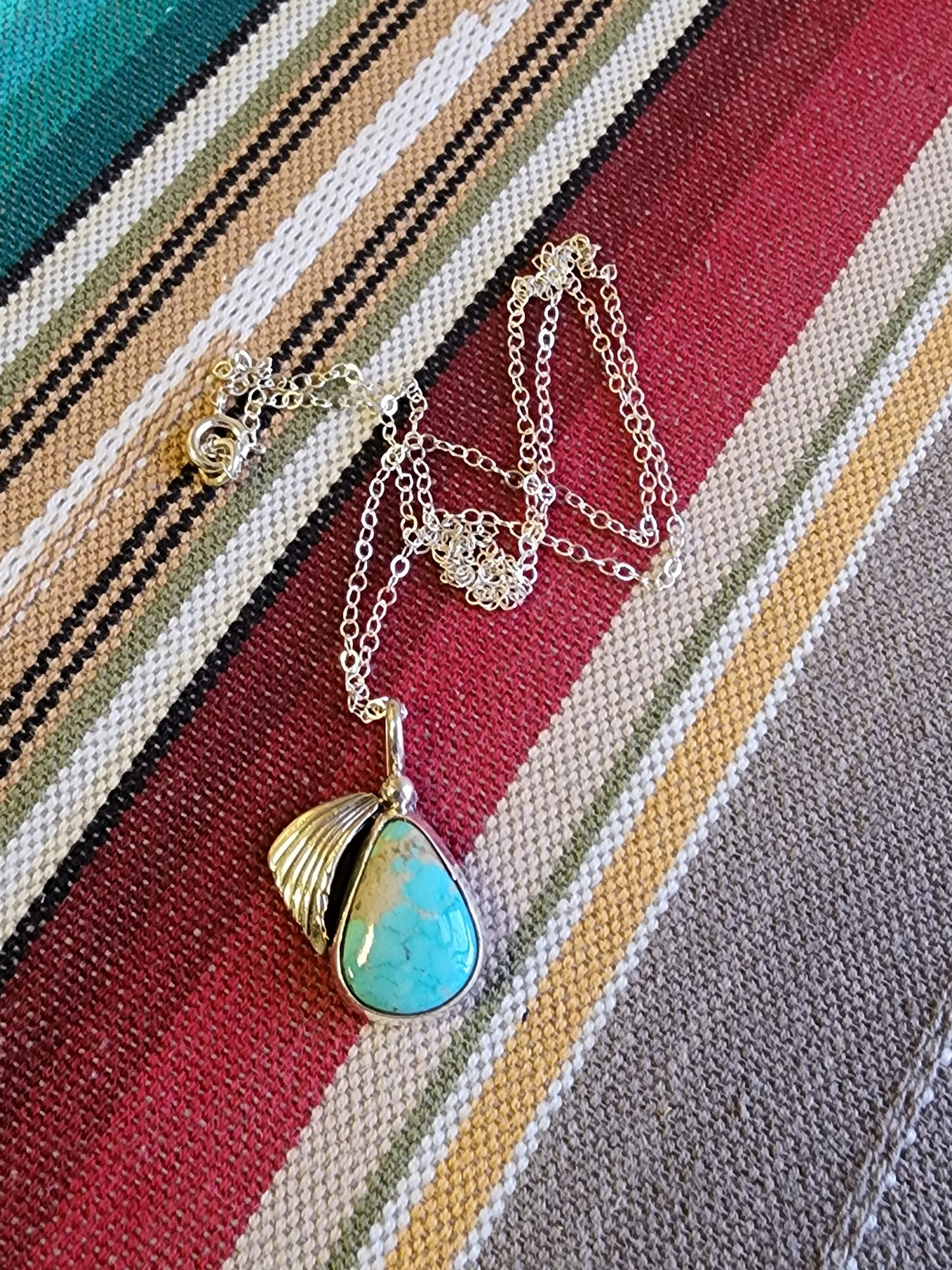 Turquoise Drop Pendant on sterling silver chain