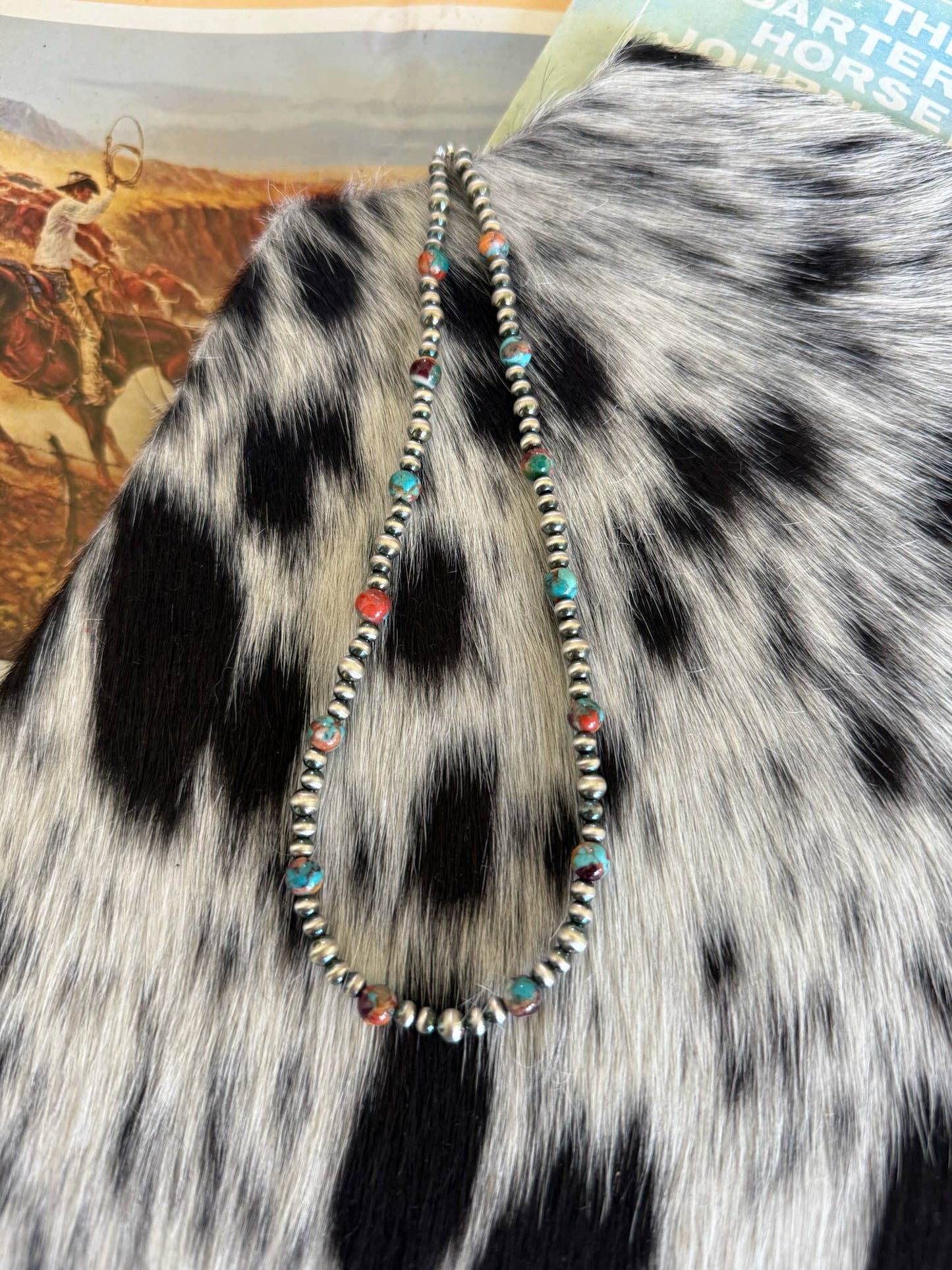 #009 Orange/Pink Dahlia with Sterling Pearls