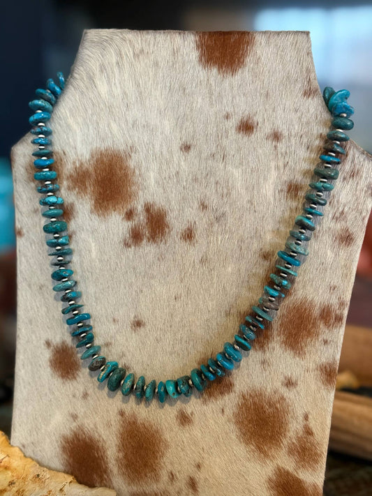 #031 Turquoise Disks with 4mm Sterling Pearls