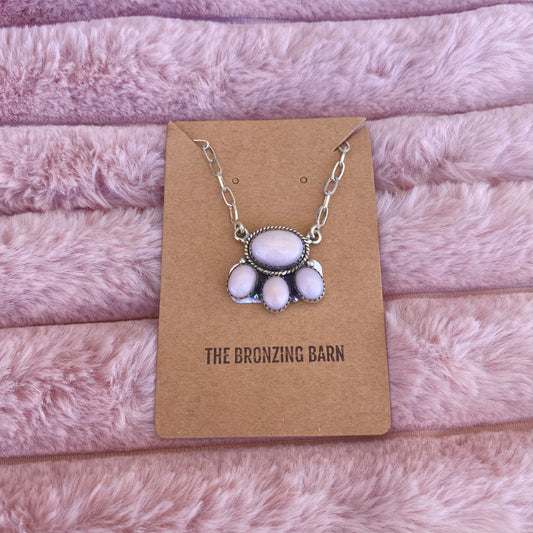 Sterling Silver Pink Opal Necklace