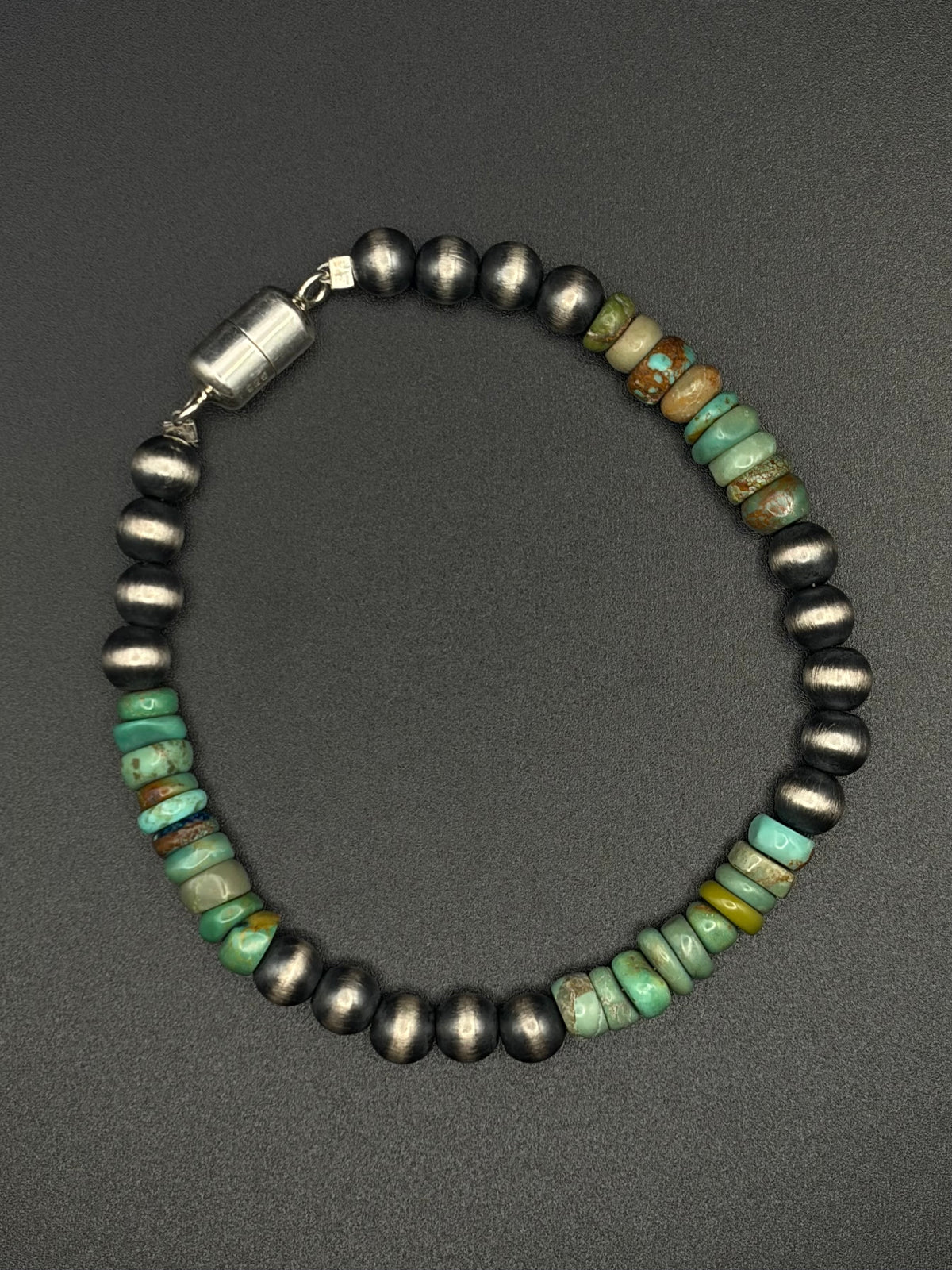 Sterling Silver Red River Turquoise Bracelet w/Magnet Clasp