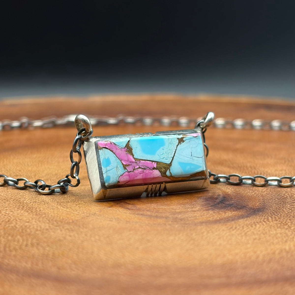 Sterling Silver Cotton Candy Bar Necklace