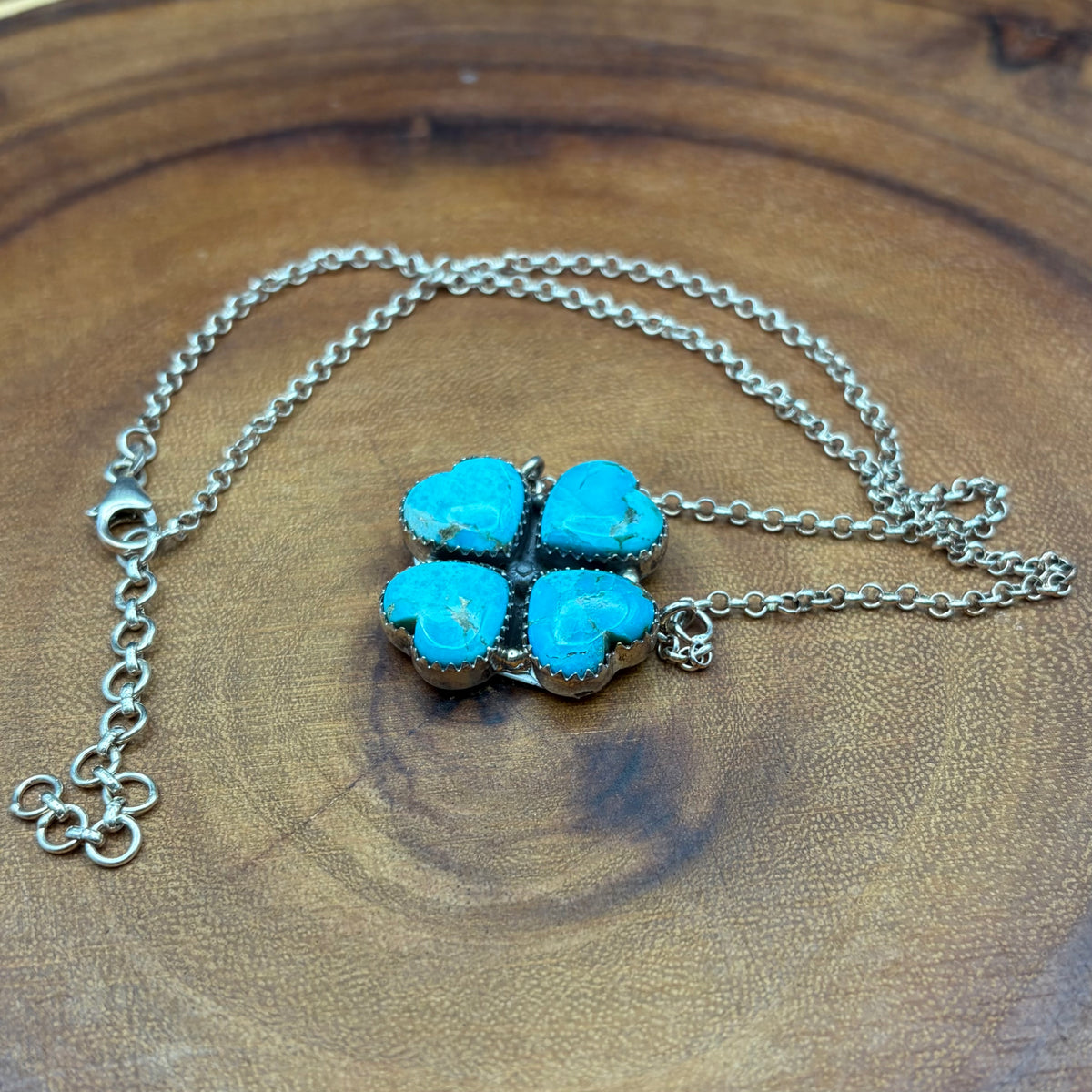 Turquoise & Sterling Silver Clover Necklace