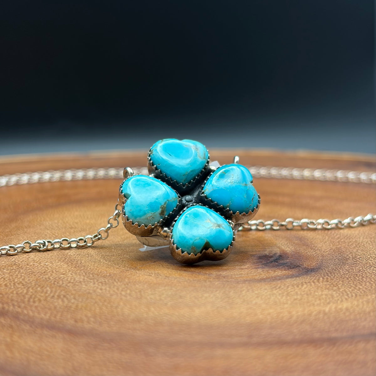 Turquoise & Sterling Silver Clover Necklace