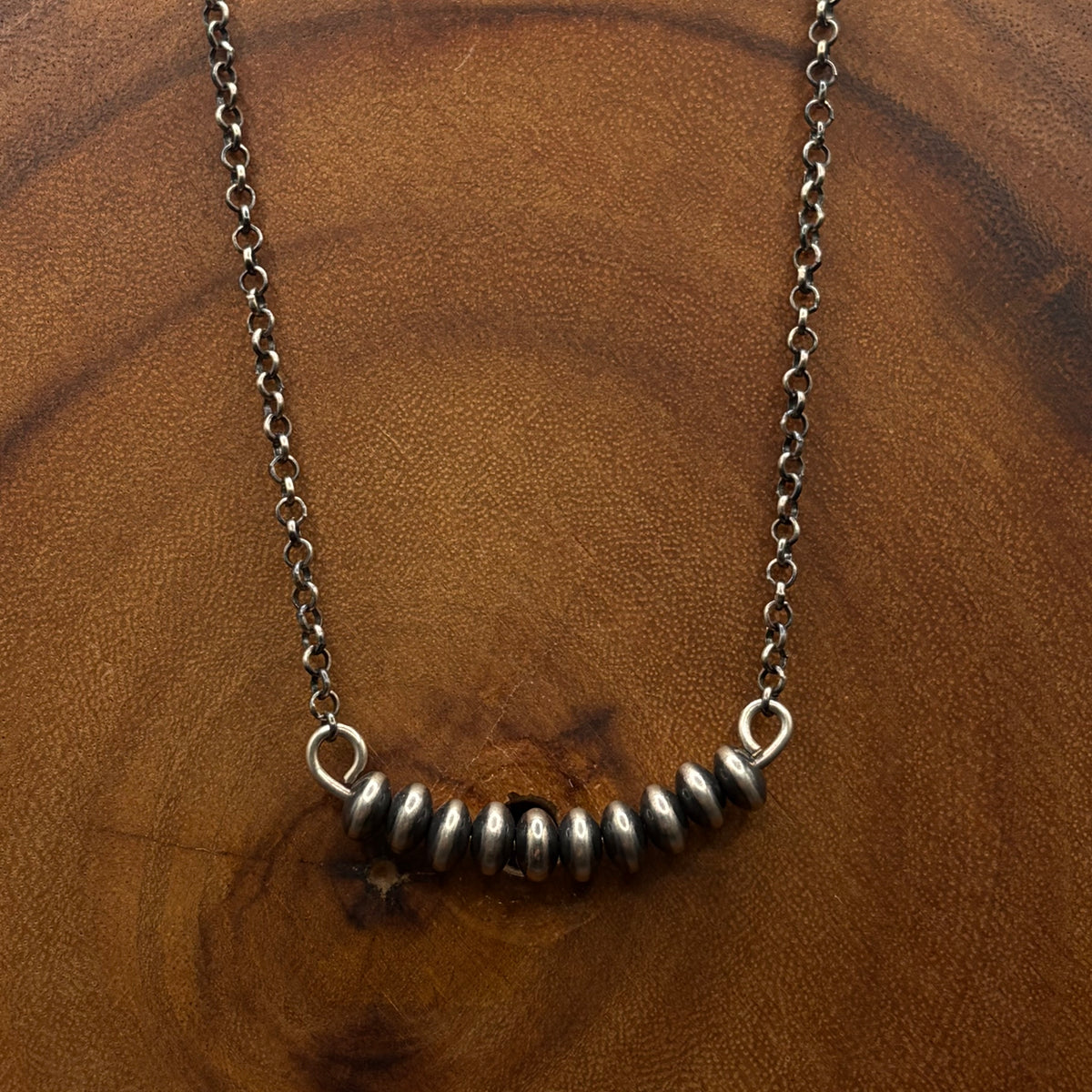 Sterling Silver Disc Bead Cluster Necklace