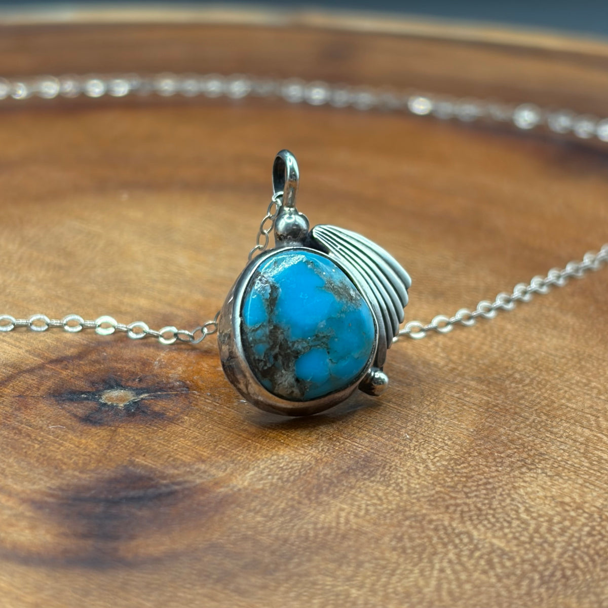 Sterling Silver & Turquoise Stone Wing Necklace