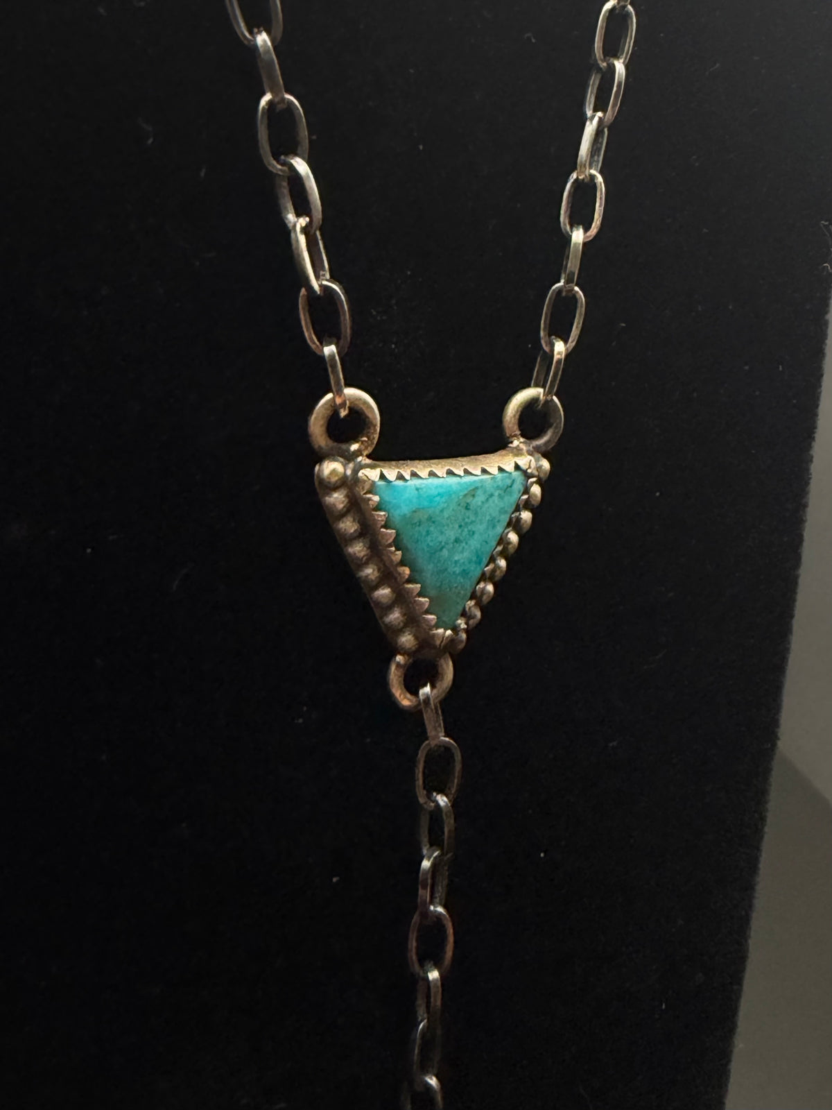 Turquoise Triangle Sterling Silver Lariat Necklace