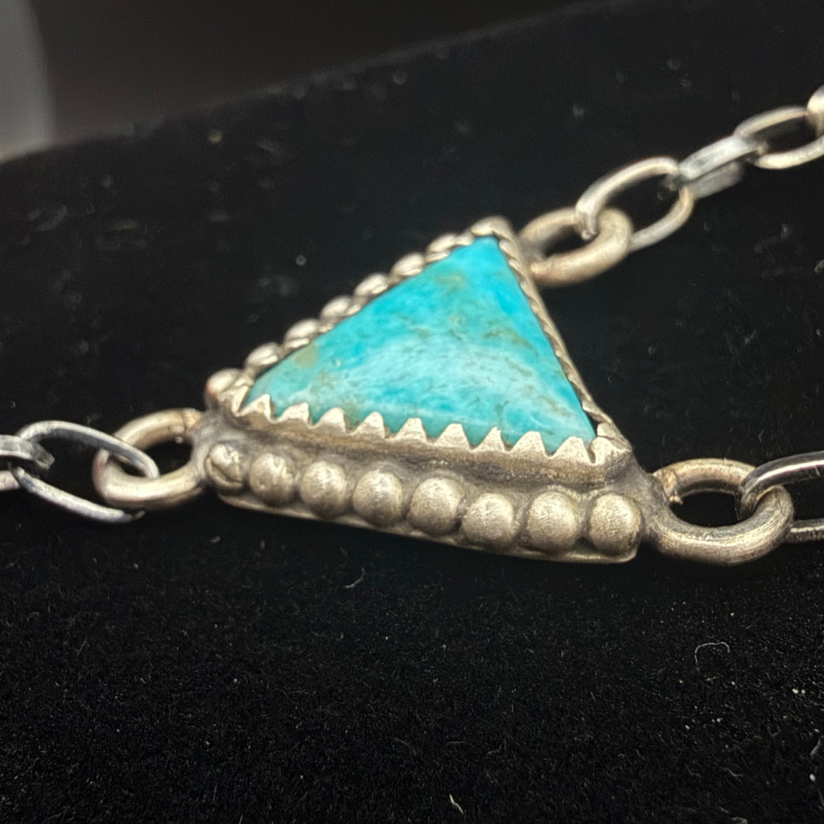 Turquoise Triangle Sterling Silver Lariat Necklace
