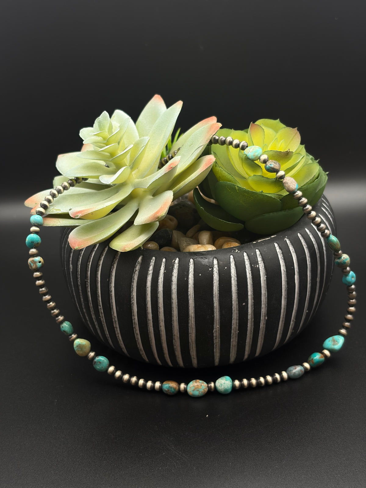 Sterling Silver Pearl & Red River Turquoise Necklace