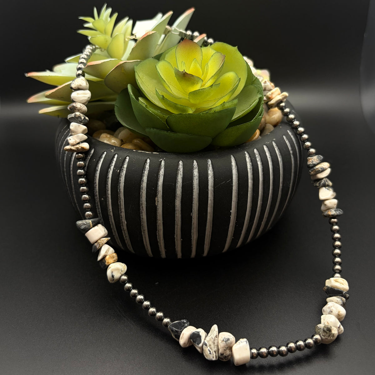 Sterling Silver Pearl & White Buffalo Necklace