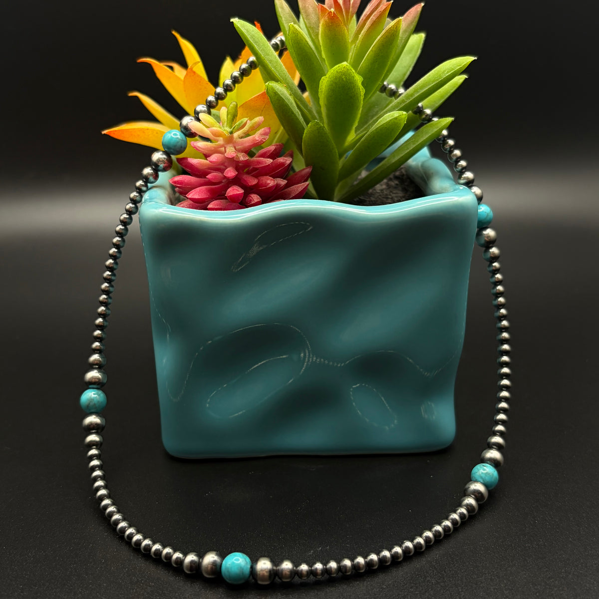 Graduated Navajo Pearl & Sleeping Turquoise Necklace