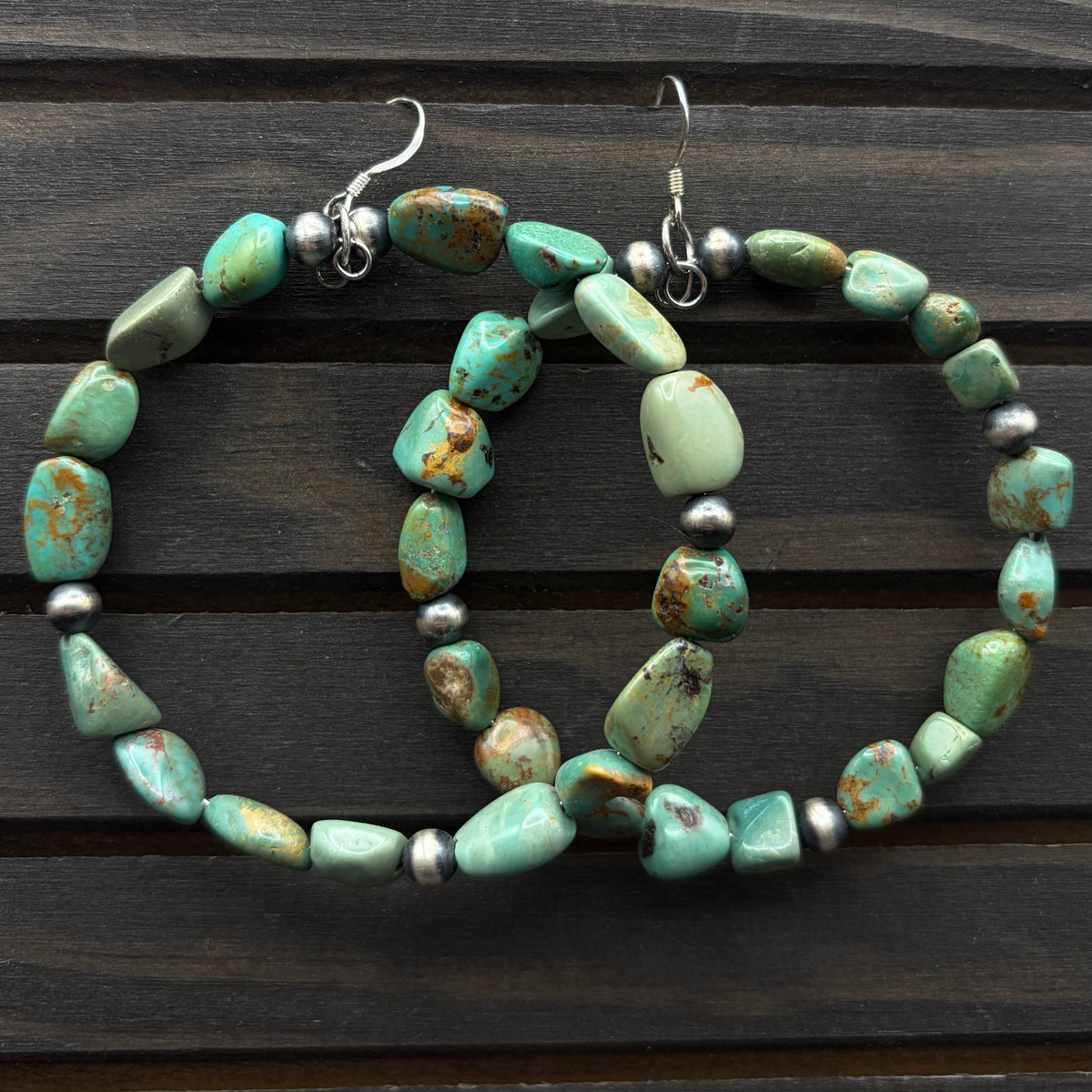 Green Turquoise Hoops
