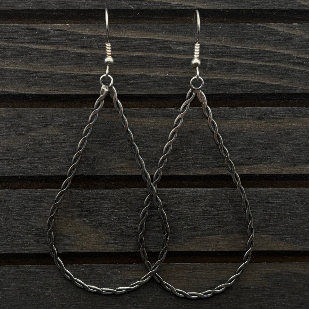Braided Sterling Silver Teardrop Earrings