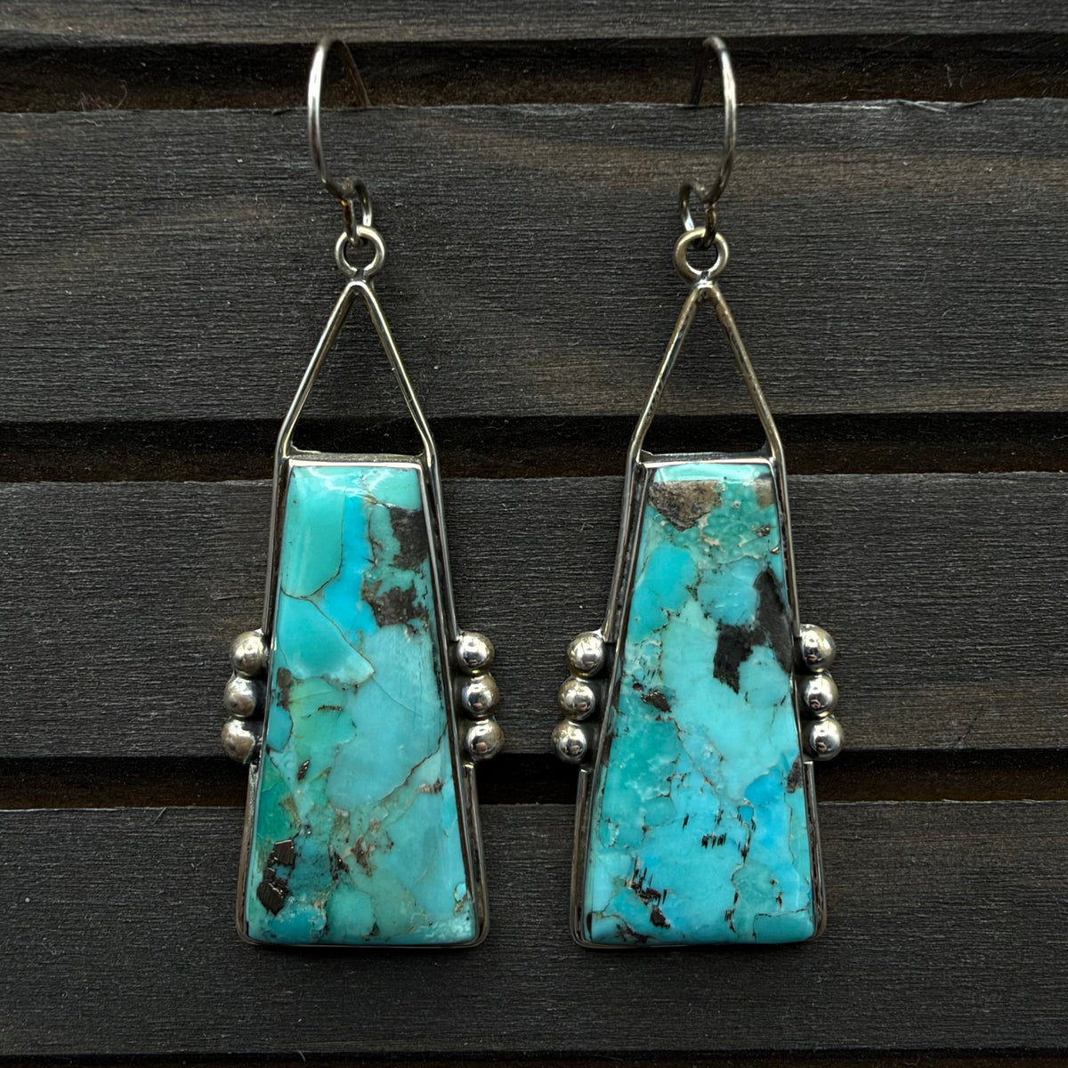 Sterling Silver Turquoise Slab Earrings