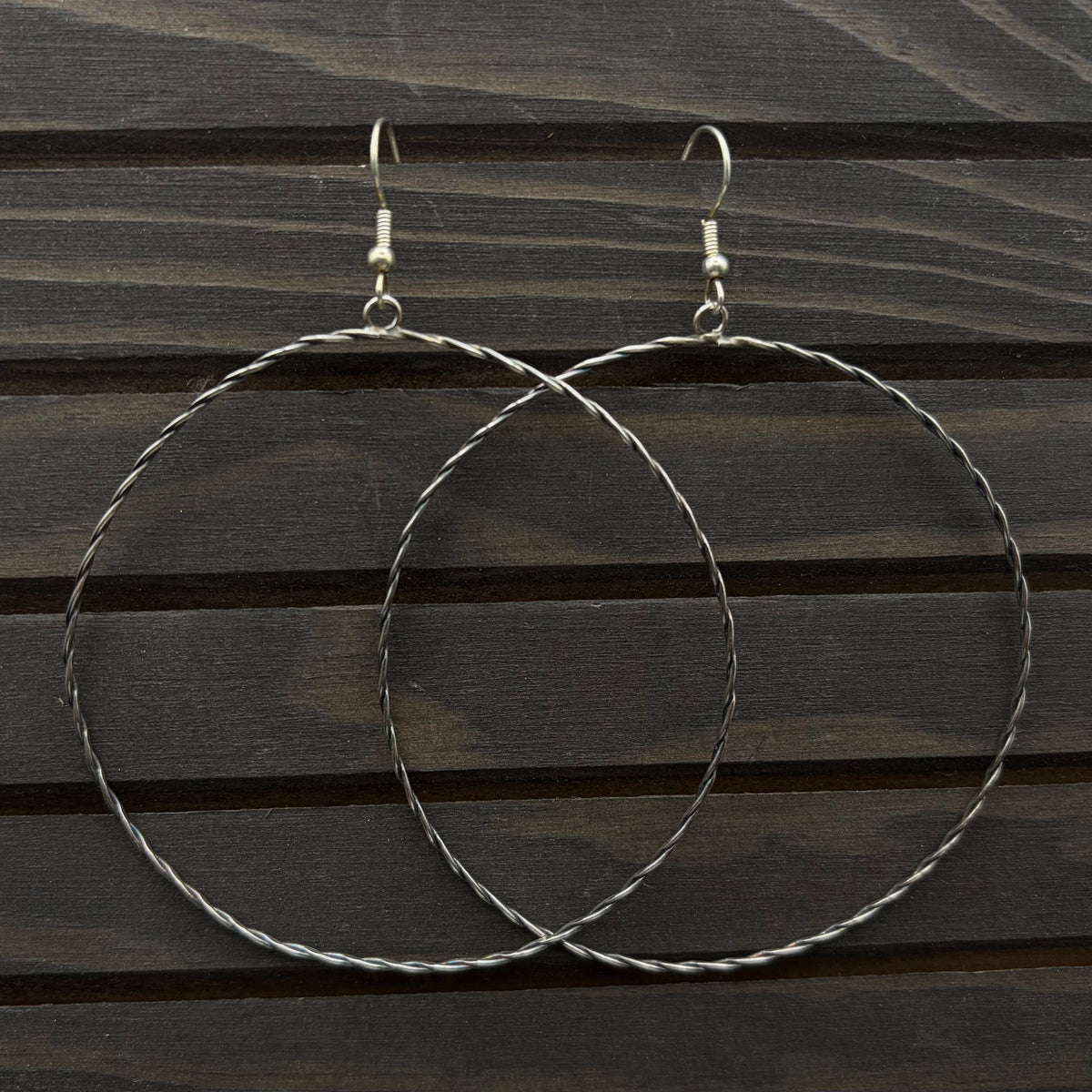 Large Braided Sterling Silver Hoop Earrings