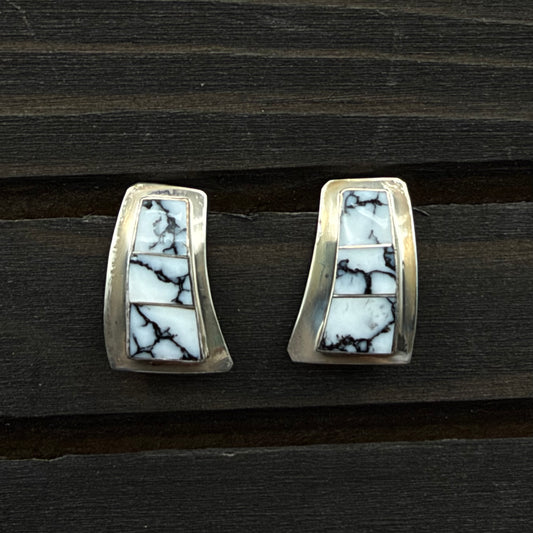 White Buffalo Sterling Silver Post Earrings
