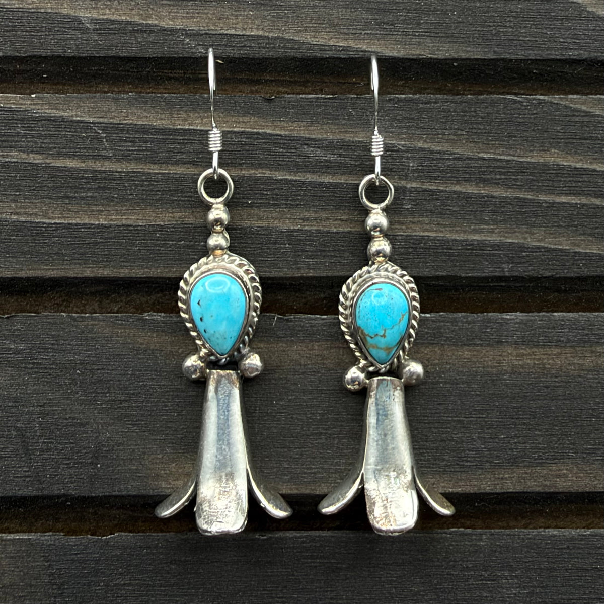 Sterling Silver & Turquoise Honey Suckle Dangle Earrings