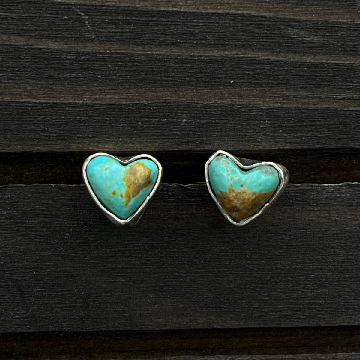 Turquoise & Sterling Silver Heart Studs