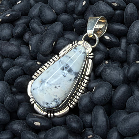 White Buffalo & Sterling Silver Pendant