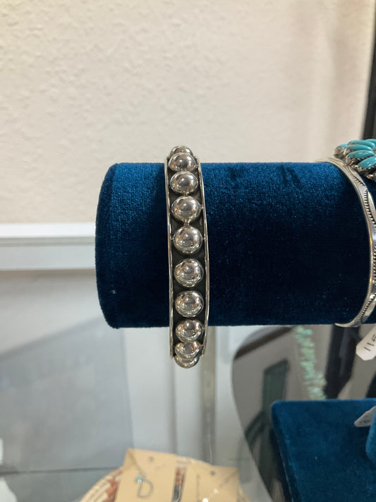 Cuff Bracelet with Large Pearl Studs