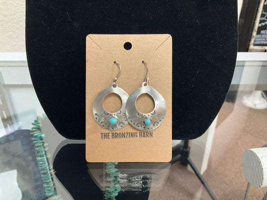Concho Earrings with Turquoise Stud