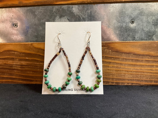 Green & Brown Tear Drop Earrings