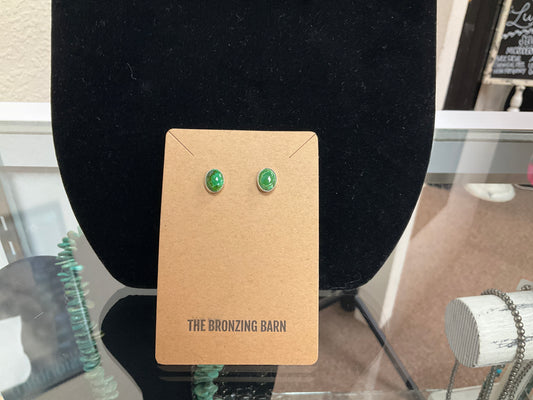 Oval Green Turquoise Studs